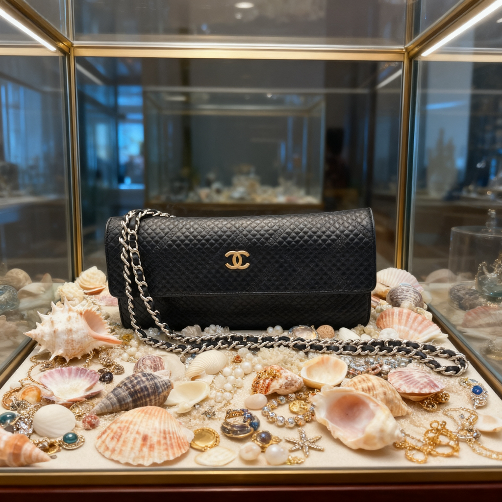 シャネル　キャビアスキン　マトラッセ　チェーン　ウォレット　ショルダーバッグ