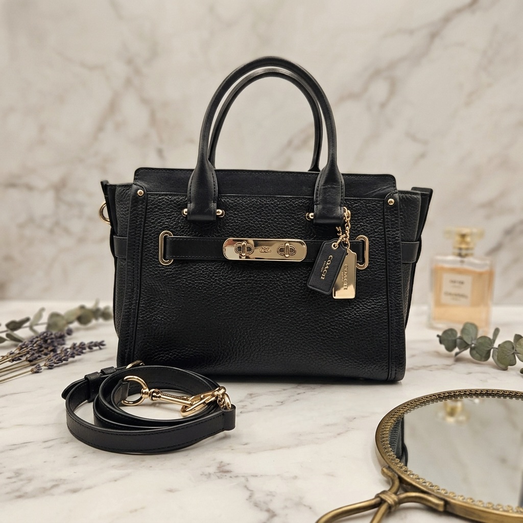 コーチ COACH スワッガー27 キャリーオールペブルドレザー 2WAYバッグ