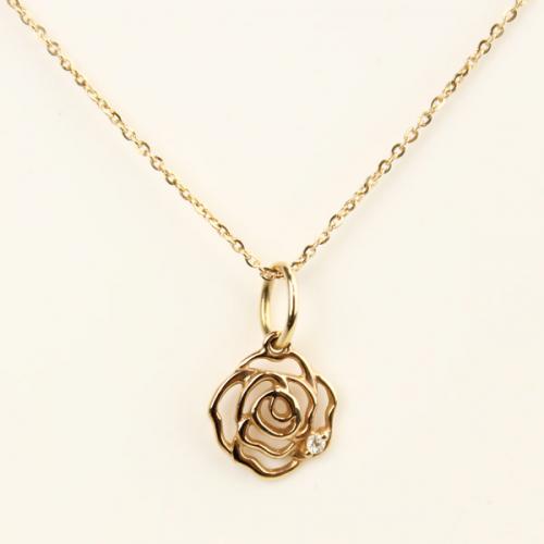 agate　ダイヤモンド　K10　フラワー　ネックレス